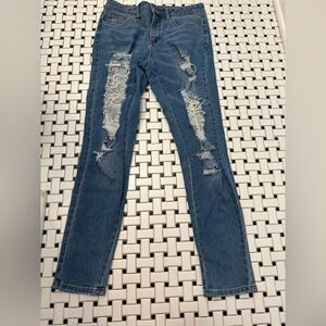 VENUS Blue Distressed Skinny Jeans